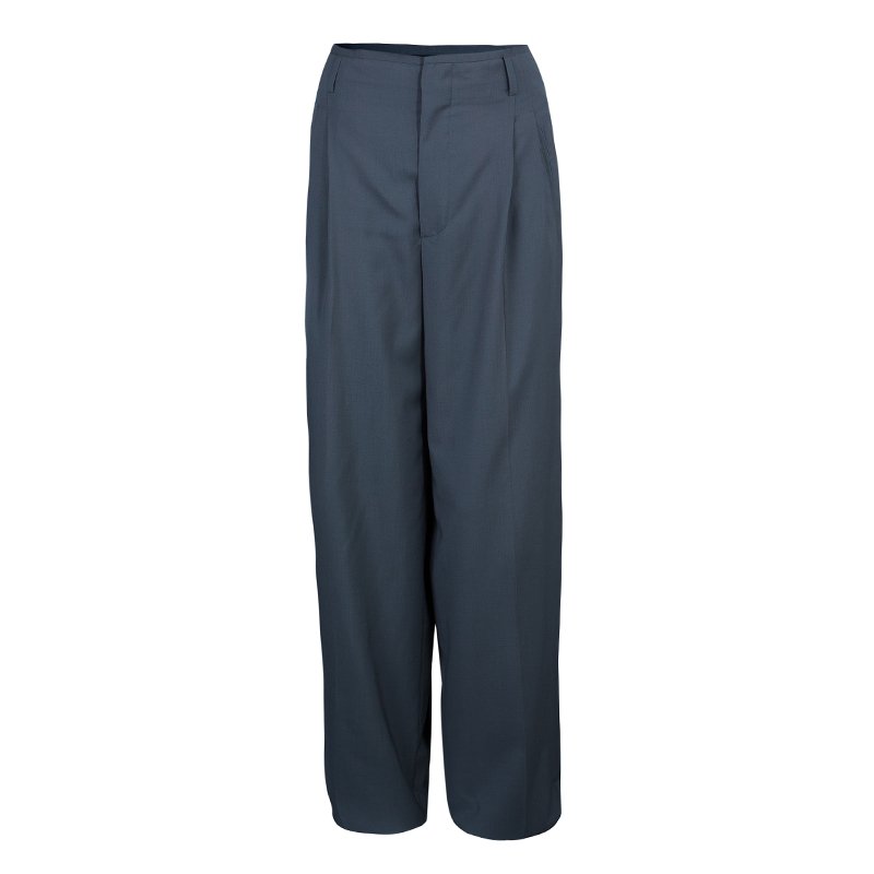 Pre Owned Gucci Grey Wide Leg Trousers M