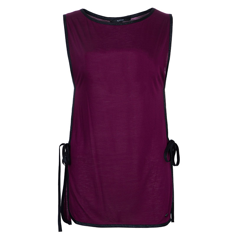 Pre Owned Gucci Purple Side Detail Knit Top S