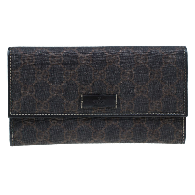 مملوكة مسبقًا Gucci Brown Coated Canvas Monogram Continental Wallet
