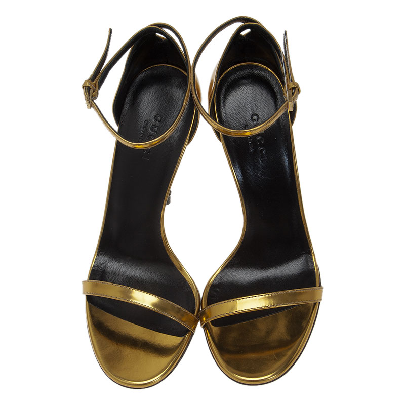 Gucci Gold Leather Open Toe Bamboo Sandals Size 36.5 Gucci | TLC