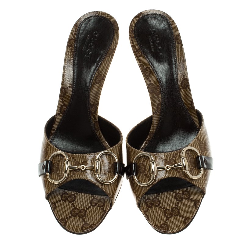 gucci women's natural original gg canvas slides