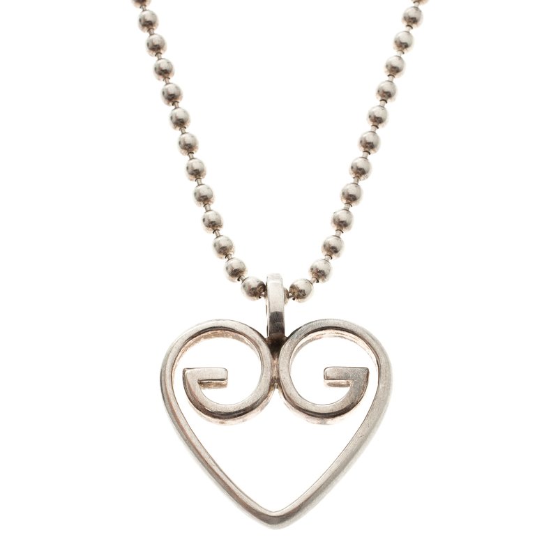 Gucci GG Heart Silver Pendant Necklace