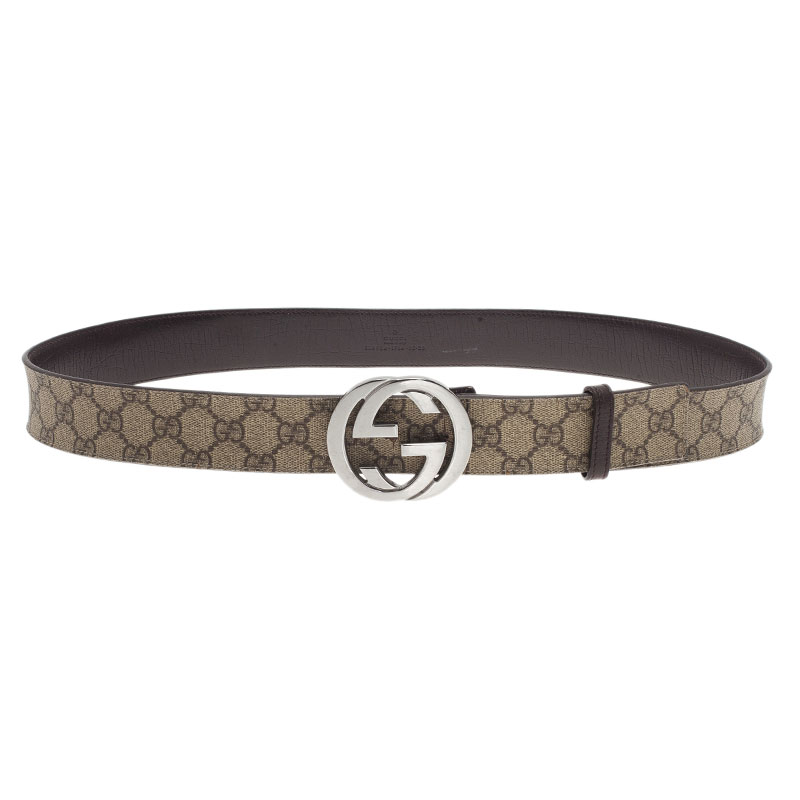 Gucci Beige GG Canvas and Leather Interlocking G Buckle Belt 95 CM Gucci |  The Luxury Closet