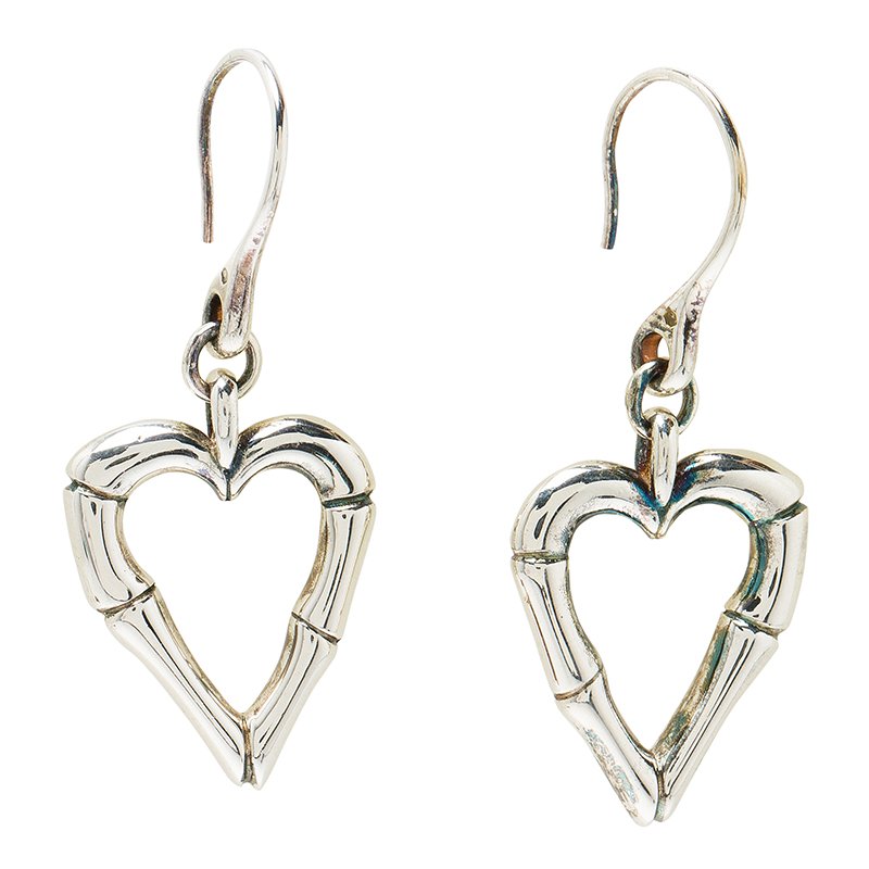 Pre Owned أقراط غوتشي قلب بامبو بخطاف فضة