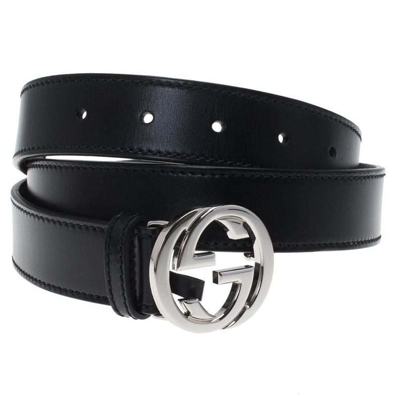 gucci black thin belt