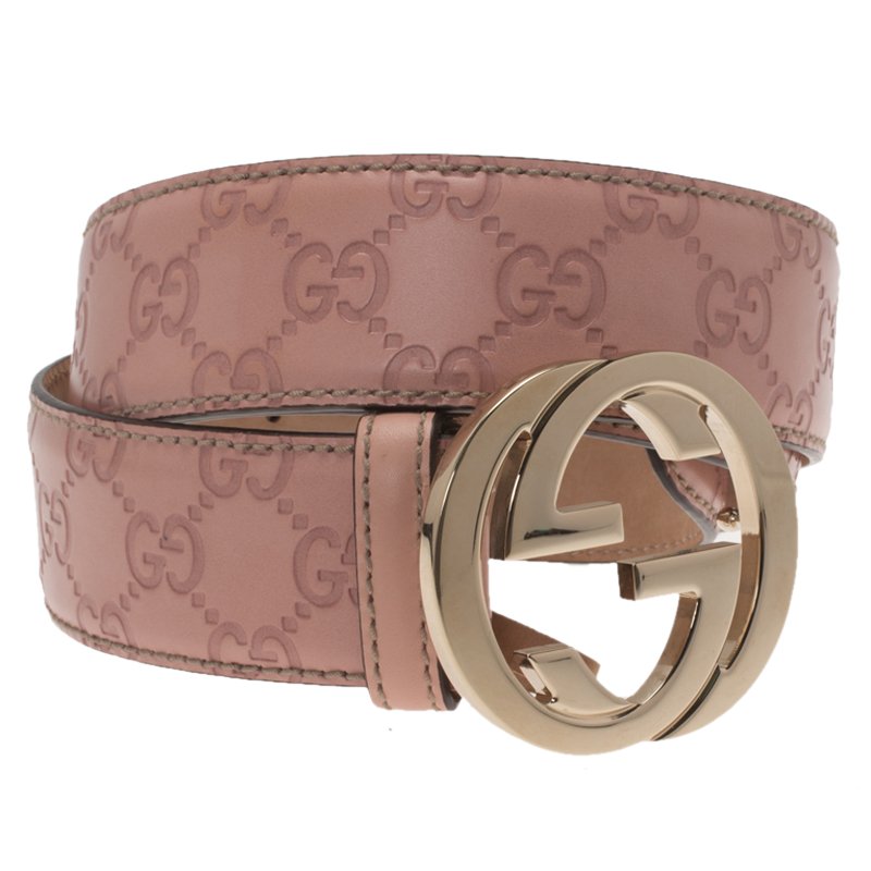 Gucci Pink Guccissima Leather Interlocking GG Buckle Belt 100CM Gucci | TLC