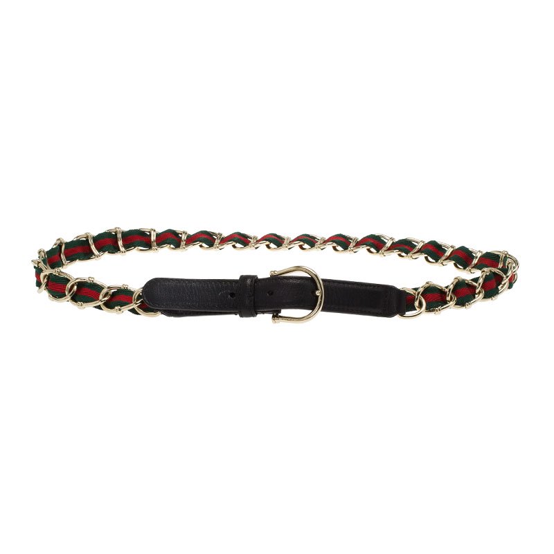 black leather chain belt