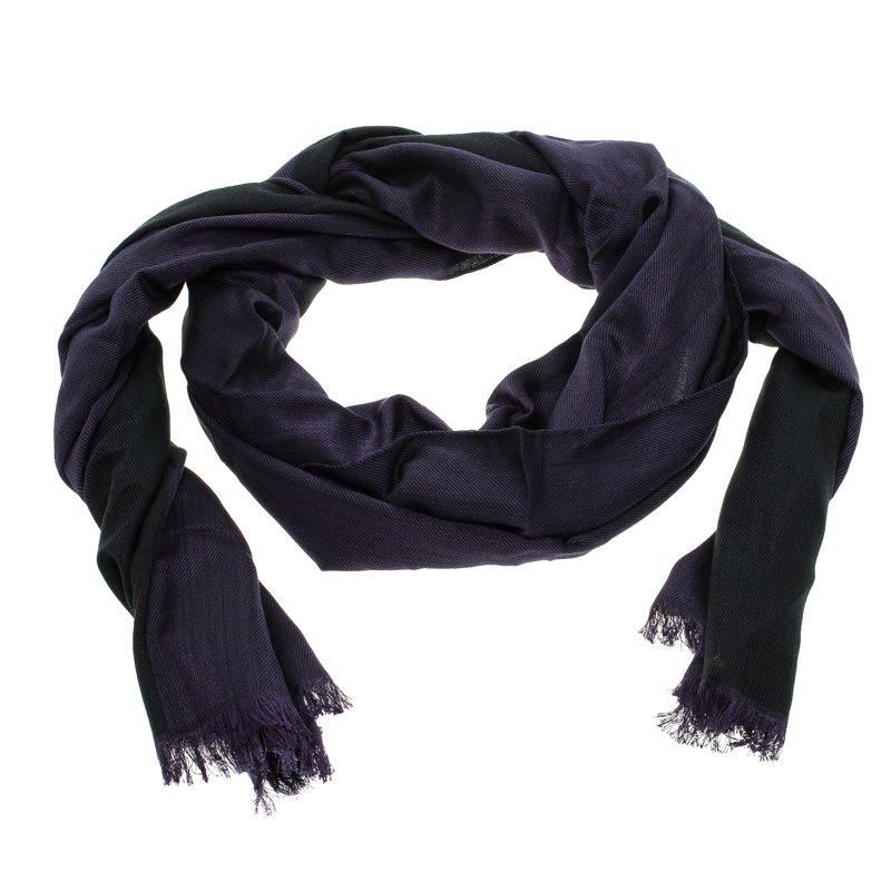 Pre Owned وشاح غوتشي مجدول كتل لونية بنفسجي واسود