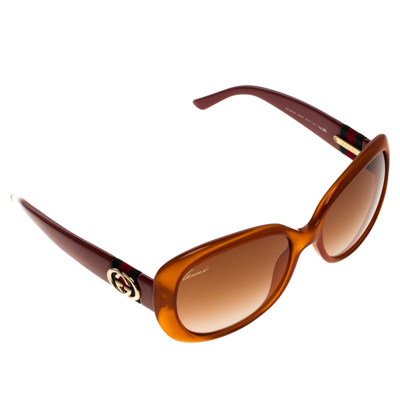 Gucci Brown Two Tone GG3644/S Web Detail Square Sunglasses