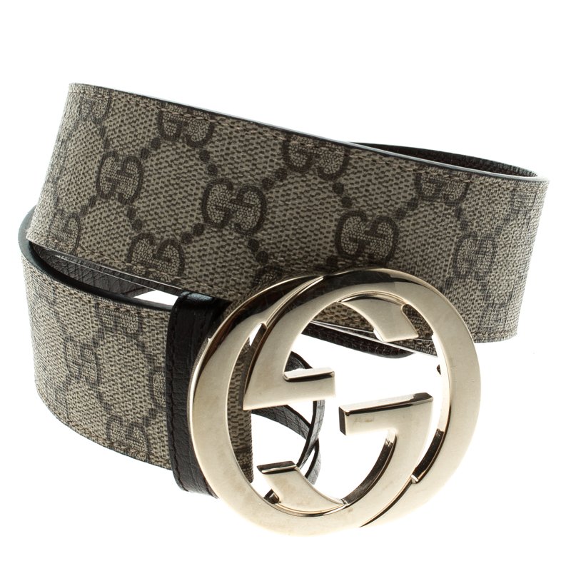 Gucci Beige GG Supreme Canvas Interlocking G Buckle Belt 85 CM Gucci | TLC