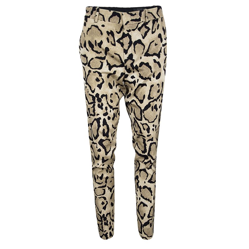 Gucci Brown Animal Printed Silk Trousers S
