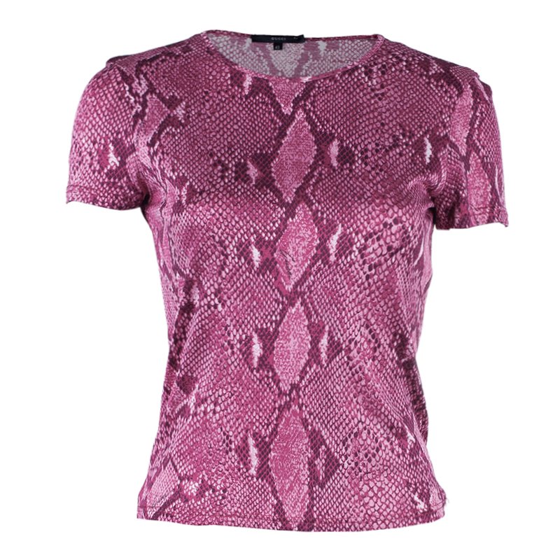 مملوكة مسبقًا Gucci Pink Snake Print Top S