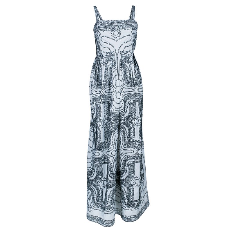 Gucci Monochrome Embroidered Sleeveless Maxi Dress M