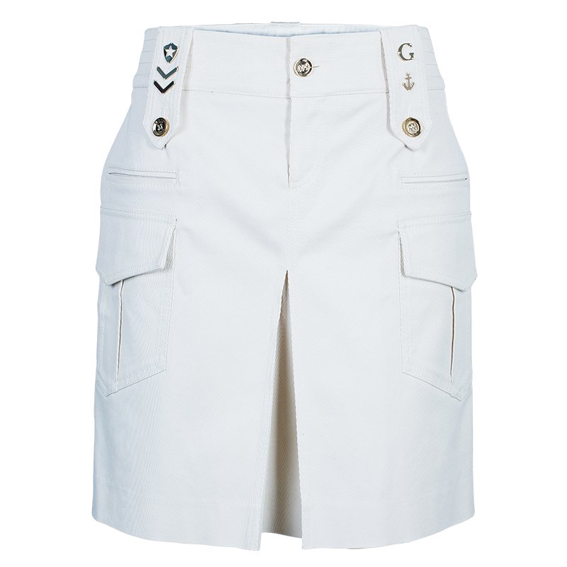 Pre Owned Gucci Cream Two Pocket Skirt M