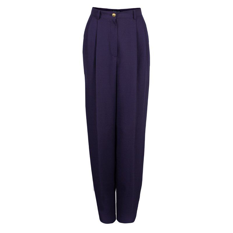 Pre Owned Gucci Purple Wide Leg Trousers M