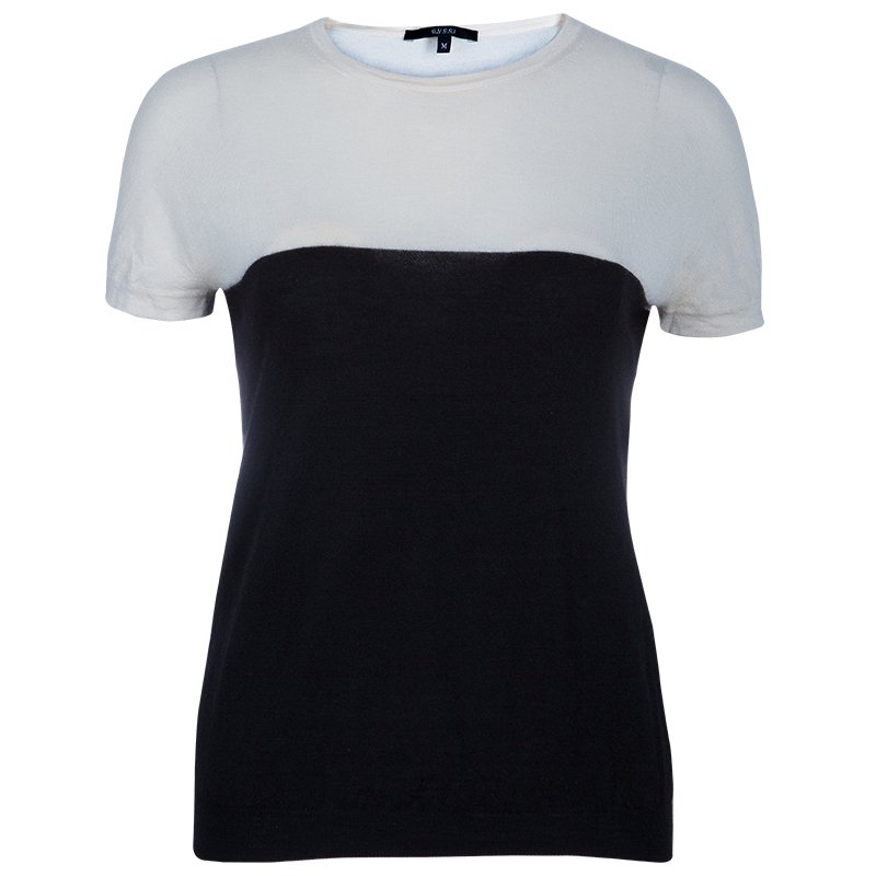Pre Owned Gucci Colorblock Cashmere Top M