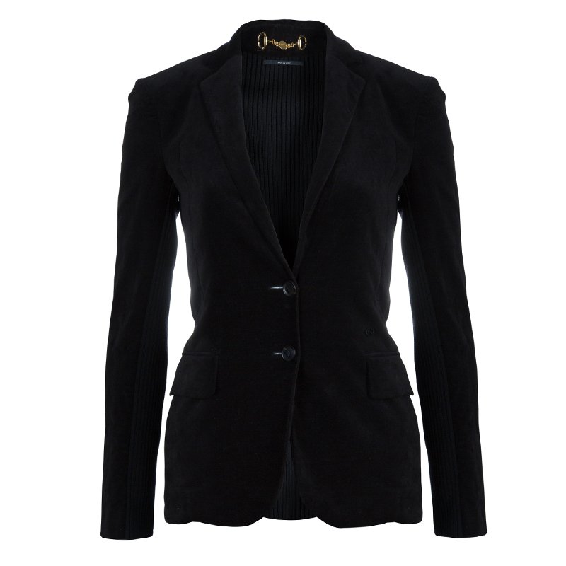 Pre Owned Gucci Black Rib Detail Blazer S