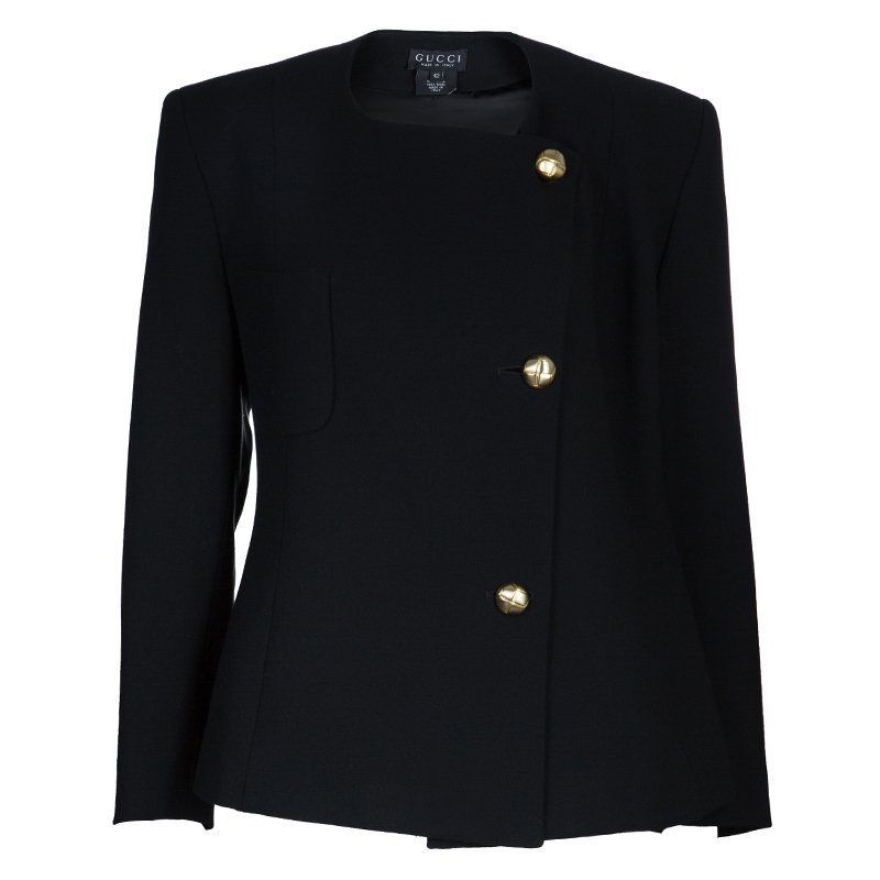 Pre Owned Gucci Black Double Breasted Wool Jacket M