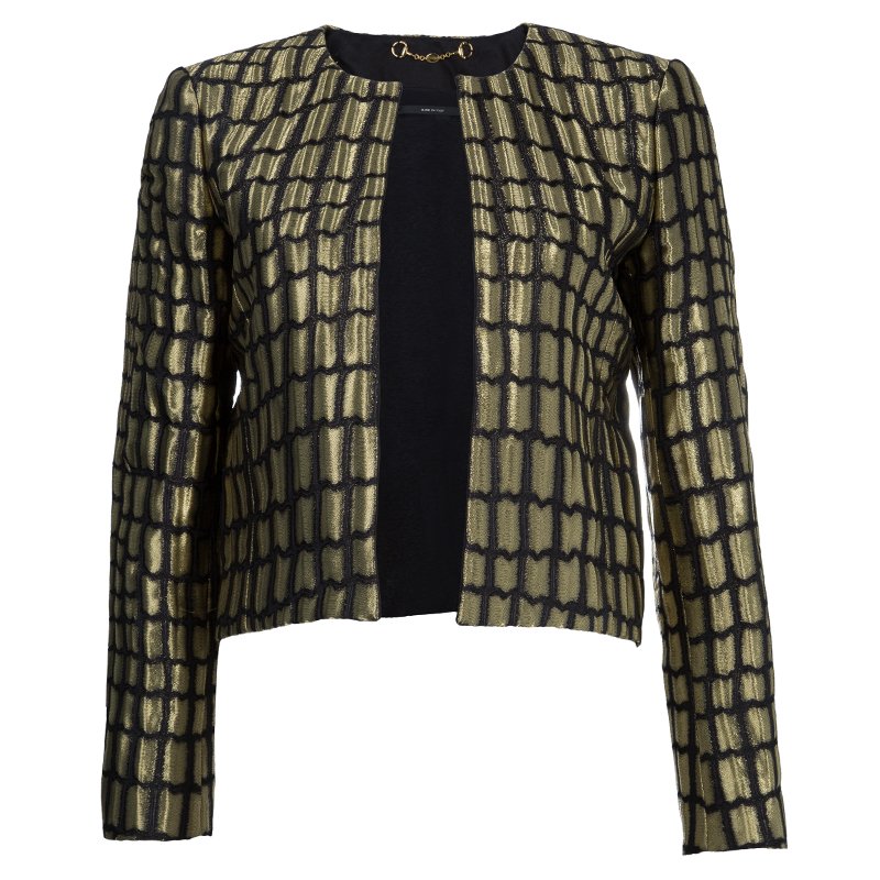Pre Owned Gucci Metallic Gold Box Jacket S