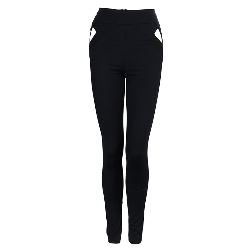 Gucci Black Cutout High Waist Detail Skinny Trousers XS