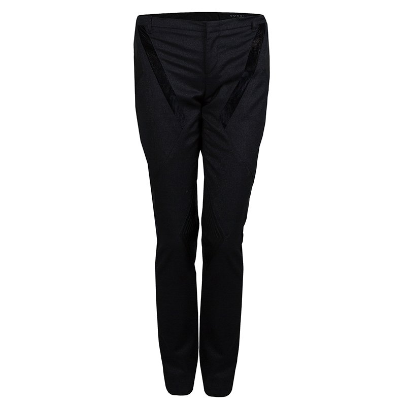 Gucci Black Geometric Paneled Trousers S