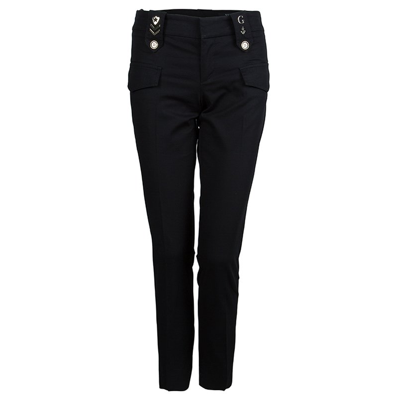 Pre Owned Gucci Black Straight Fit Cotton Trousers S