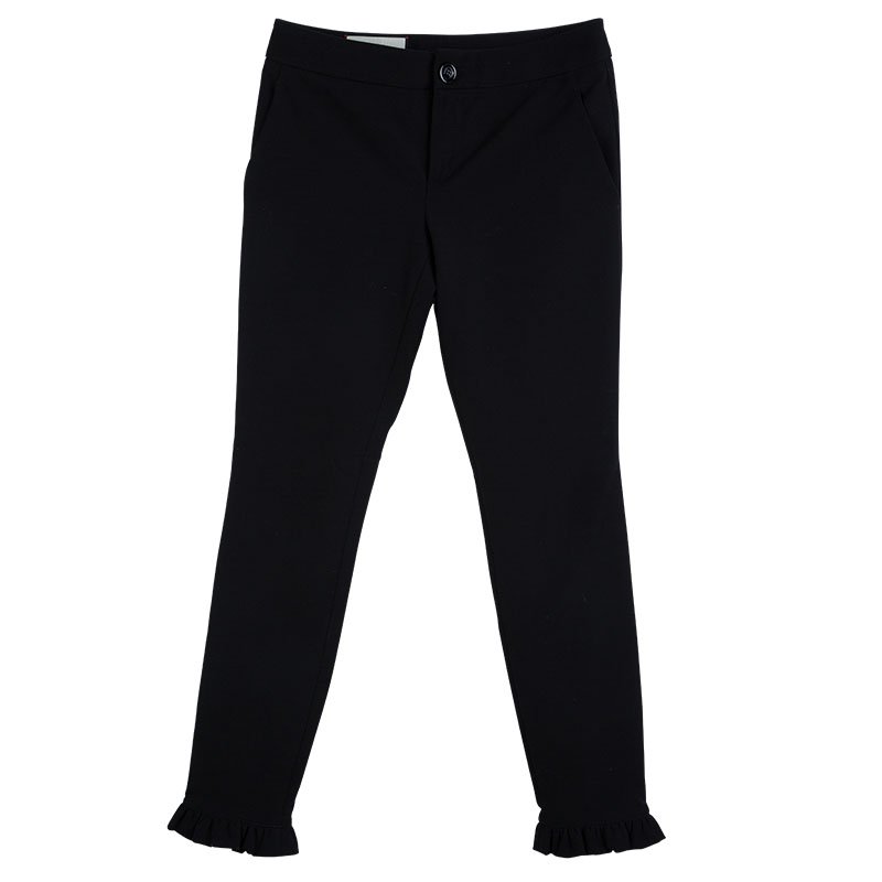 Gucci Black Frill Hem Trousers S