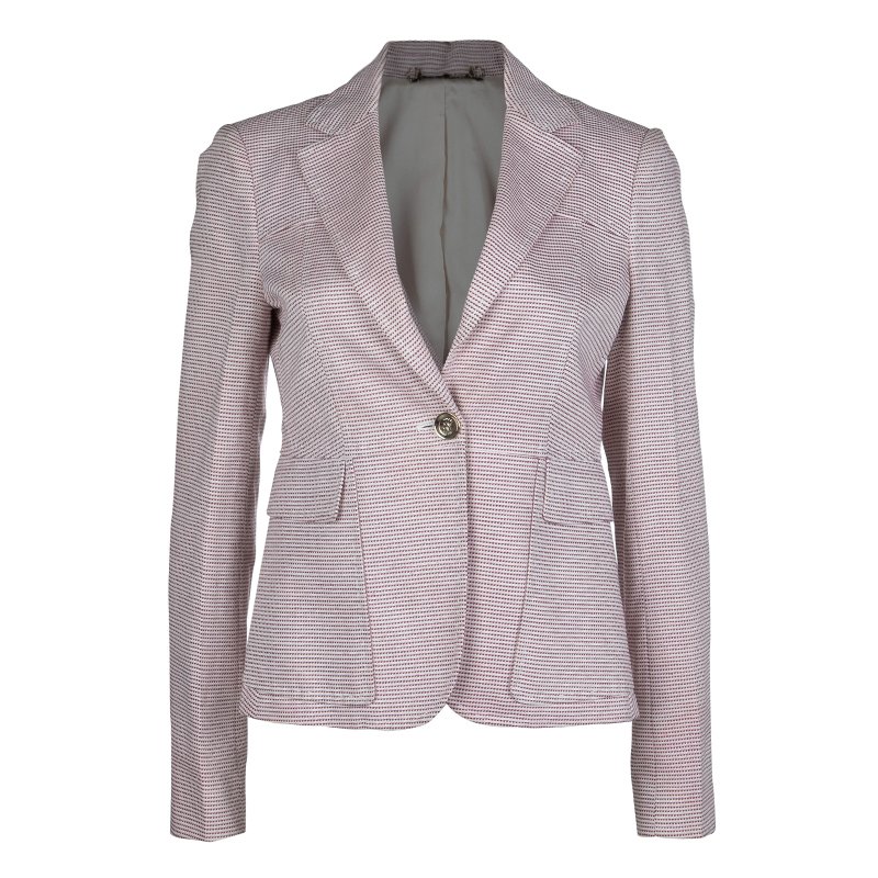 Pre Owned Gucci Red and White Patterned Blazer M