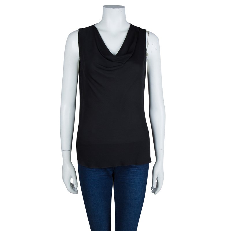 Pre Owned Gucci Black Cowl Neck Sleeveless Top S