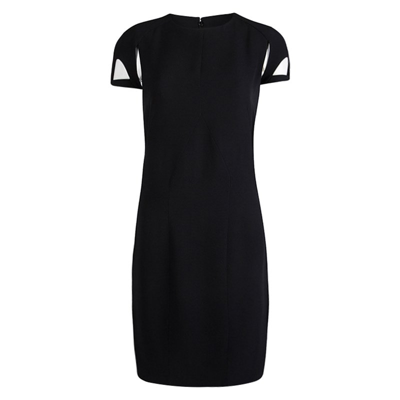 مملوكة مسبقًا Gucci Black Silk Cutout Shift Dress M