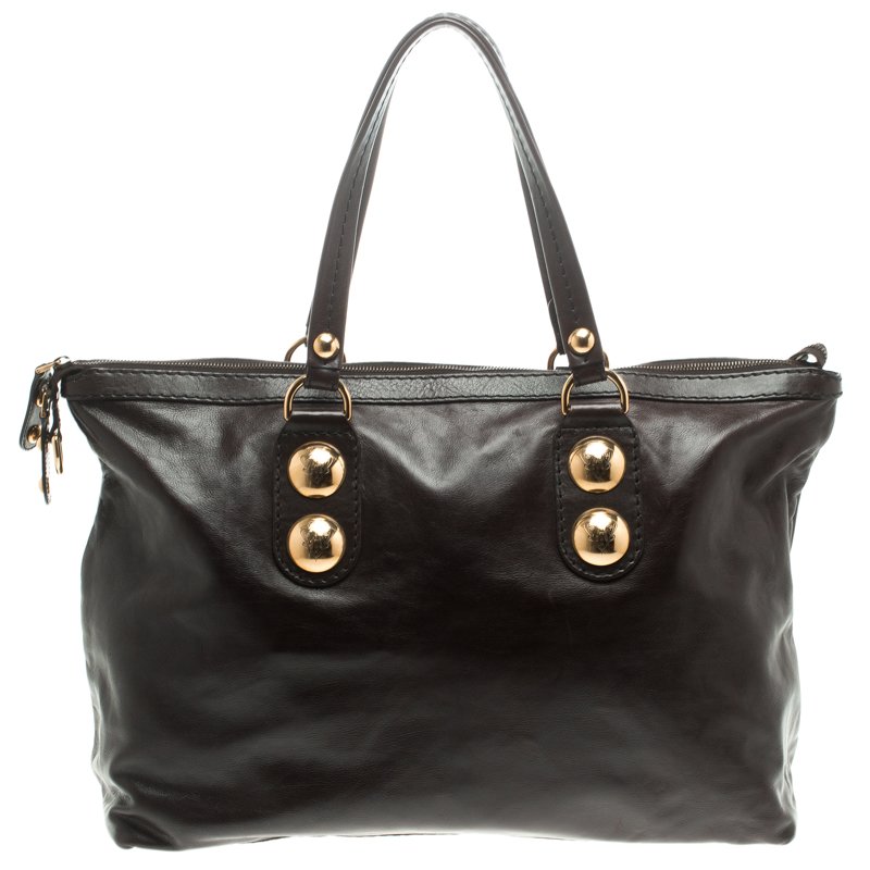 مملوكة مسبقًا Gucci Dark Brown Leather Babouska Tote