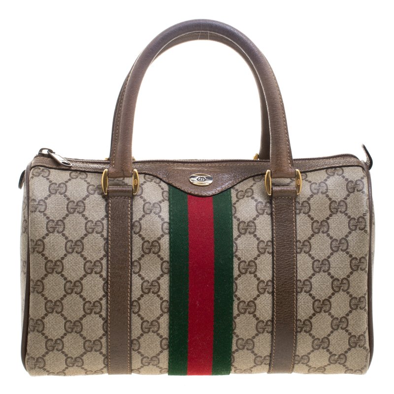 Gucci, Bags, Vintage Gucci Brown Boston Bag