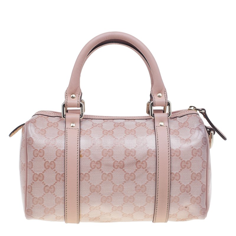 Gucci Beige/Pink GG Coated Canvas Mini Joy Boston Bag - Yoogi's Closet