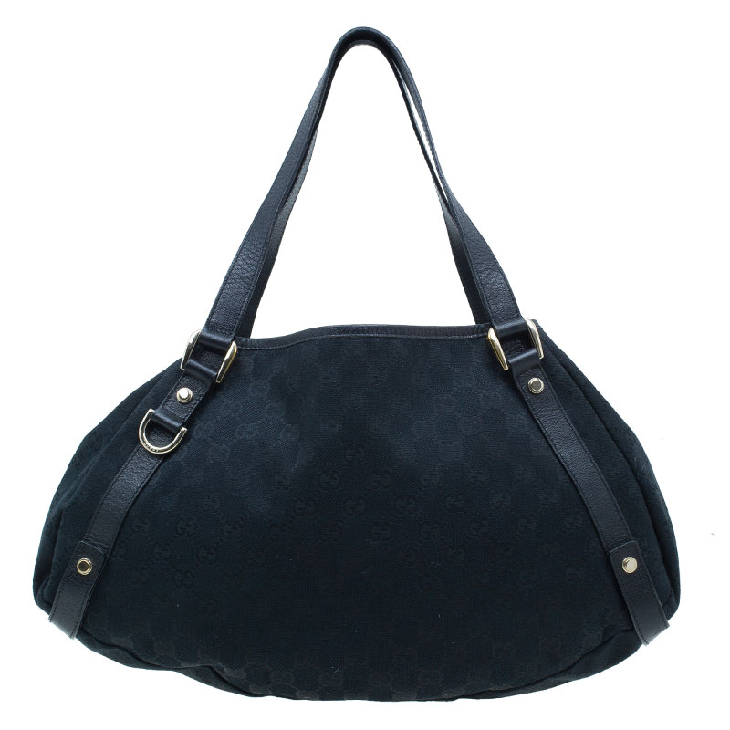 Pre Owned Gucci Black Monogram Canvas Abbey D-Ring Hobo