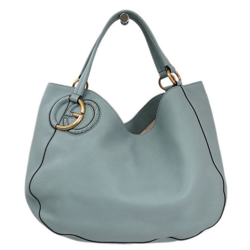 Gucci Light Blue Woven Interlocking G Tote
