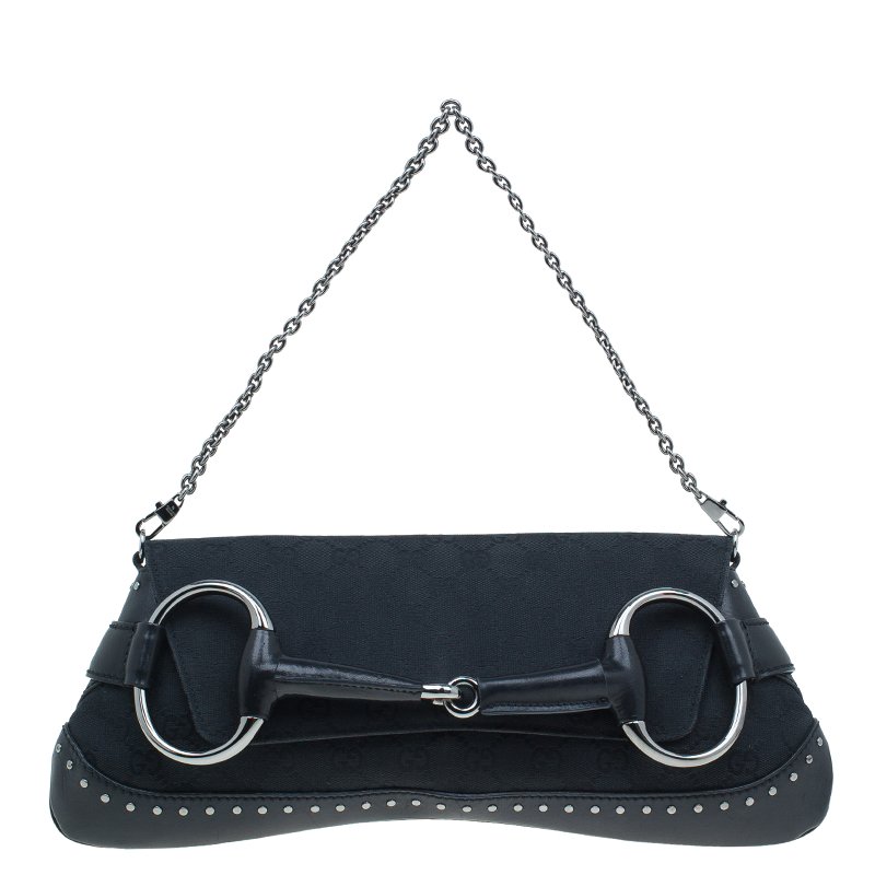 gucci black clutch with chain