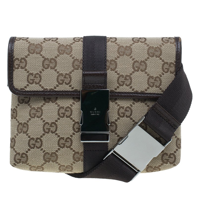 مملوكة مسبقًا Gucci Brown Canvas Monogram Waistbelt Bag