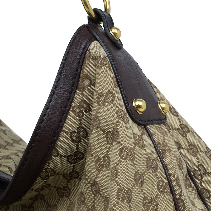 Gucci Jockey Monogram Gg 4ga515 Brown Canvas Hobo Bag