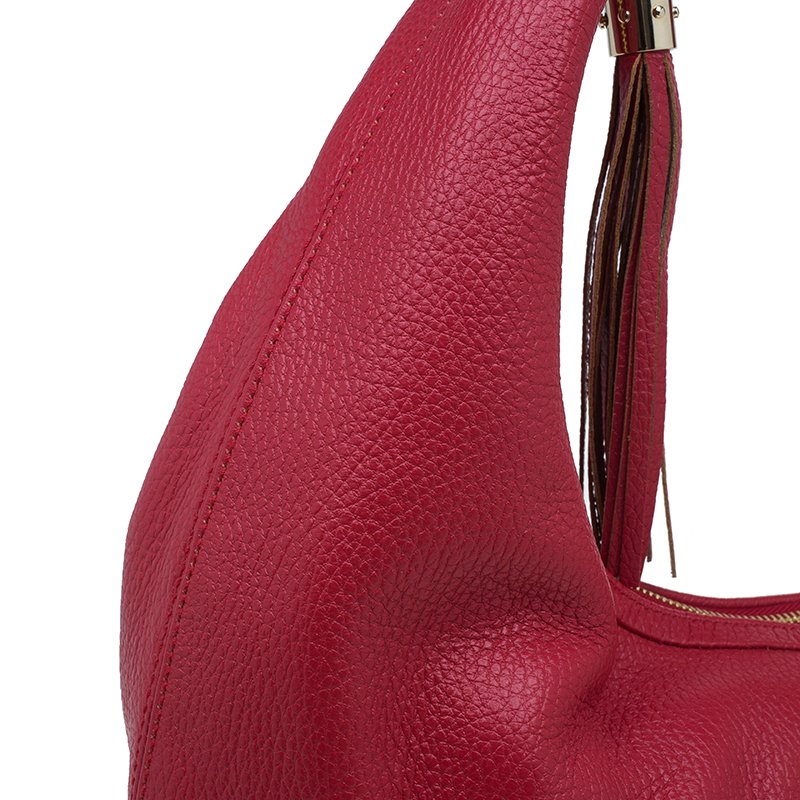 Gucci Red Pebbled Leather Soho Hobo Bag - Yoogi's Closet