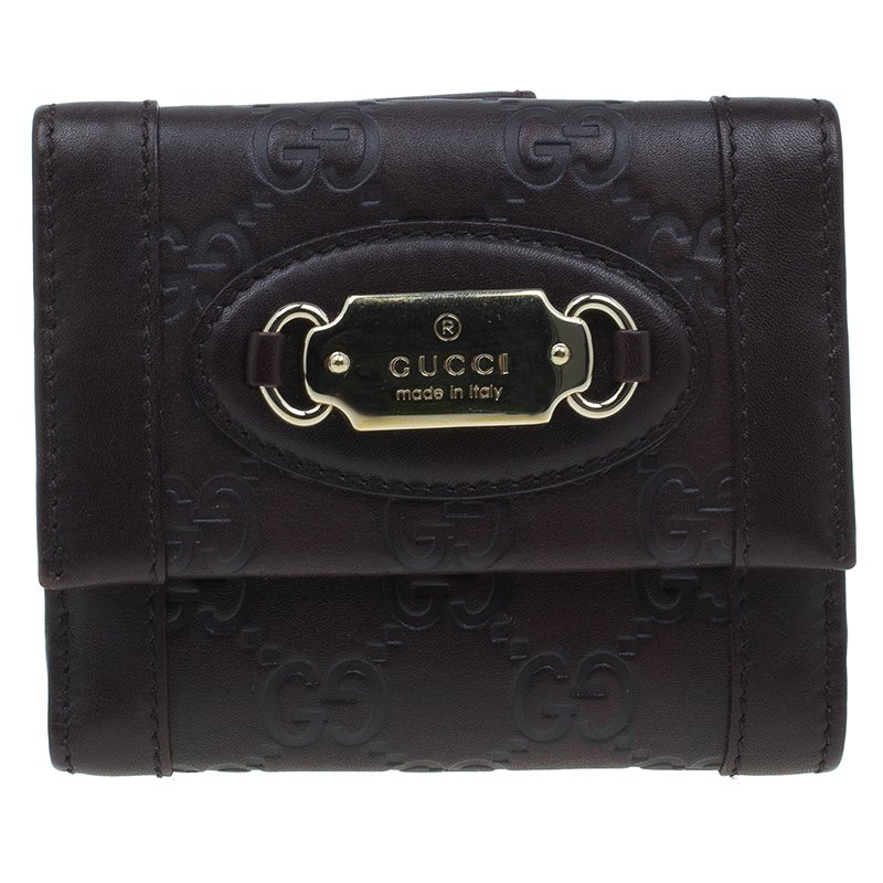 Gucci Brown Monogram Leather Compact Wallet Gucci | The Luxury Closet