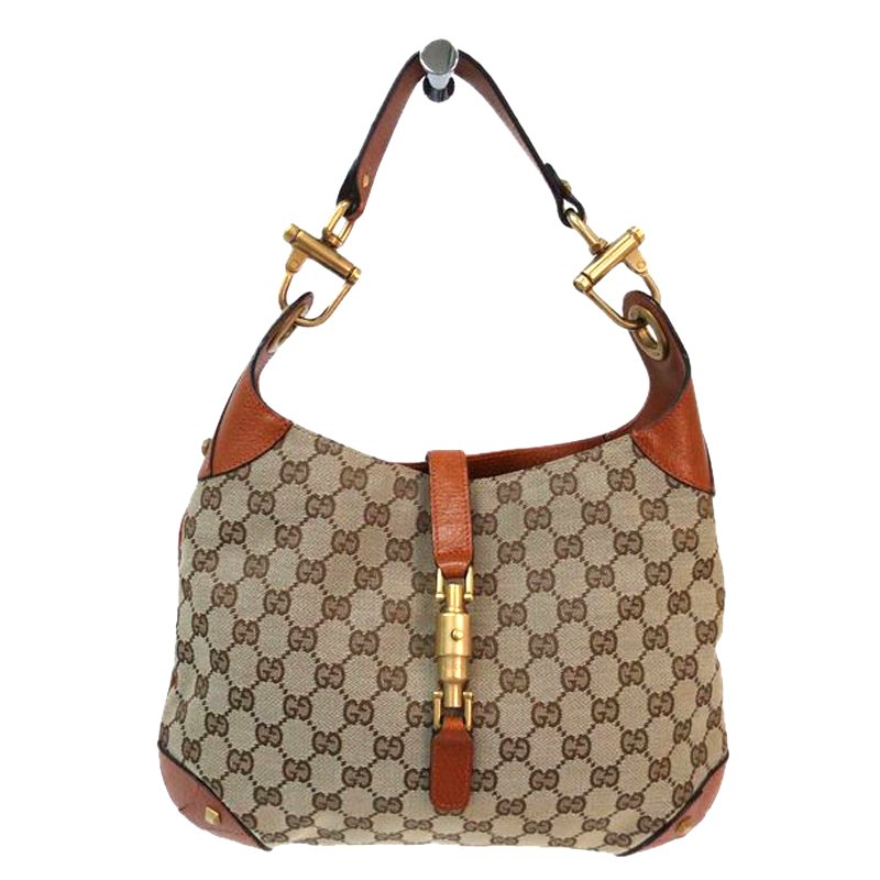 Gucci Beige and Ebony GG Canvas New Jackie Hobo