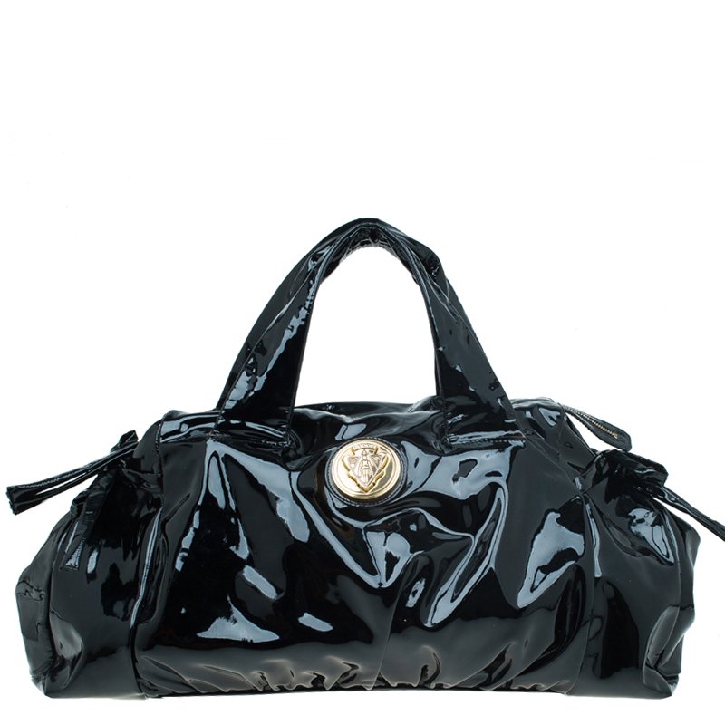 مملوكة مسبقًا Gucci Black Patent Leather Hysteria Top Handle Bag