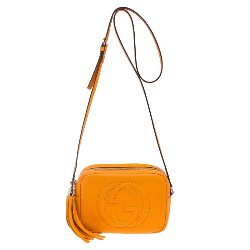 Gucci Orange Pebbled Leather Small Soho Disco Shoulder Bag