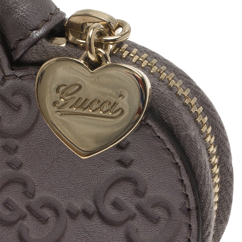 Gucci Lilac Guccissima Leather Heart Shape Coin Purse Gucci