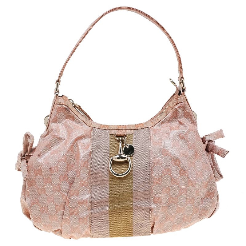 Pre Owned Gucci Pink GG Crystal Coated Canvas Gucci by Gucci Hobo
