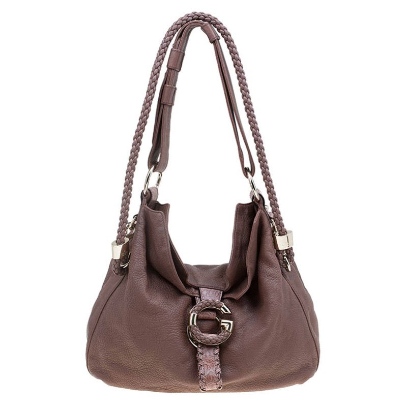 Gucci Brown Pebbled Leather Large Wave Hobo