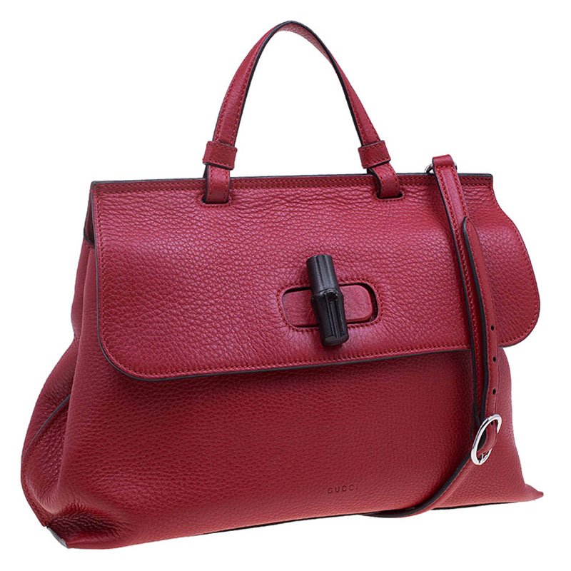 red gucci bag with bamboo handle