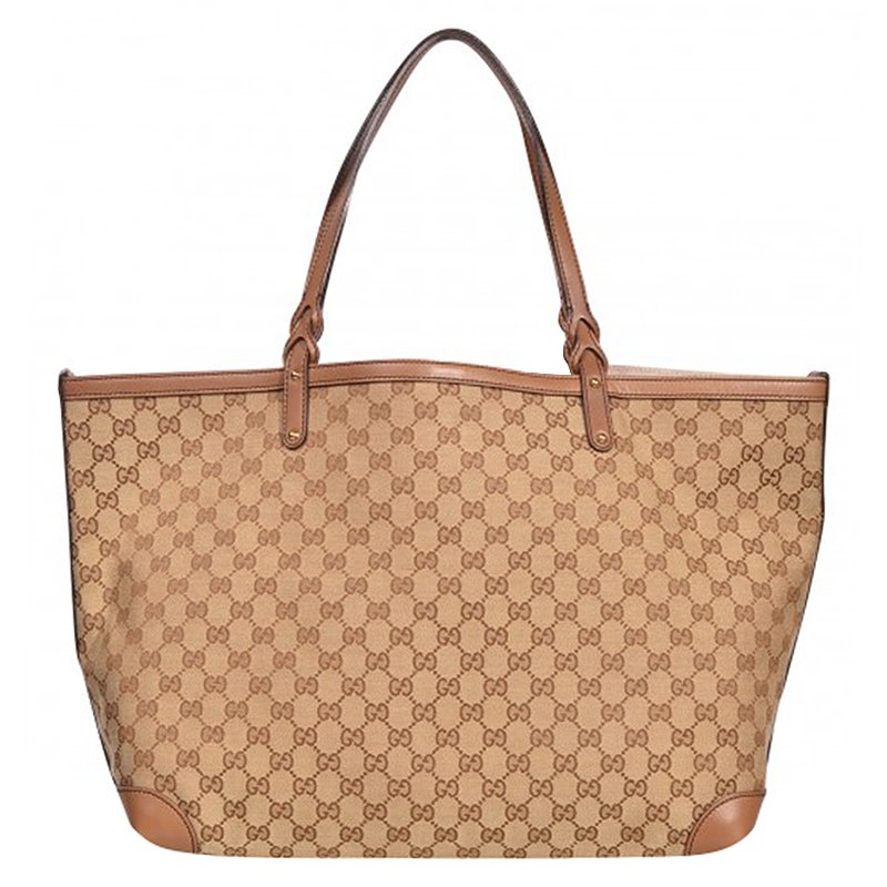Gucci Brown Monogrammed Canvas Tote Bag 