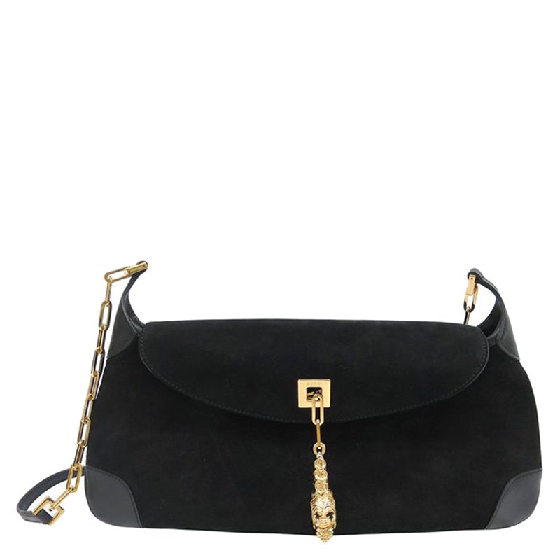 Gucci  Black Suede/Leather Shoulder Bag