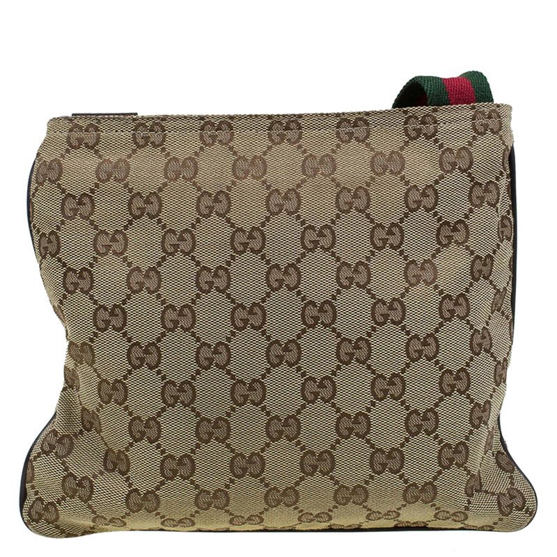 GUCCI GG Monogram Canvas Web Small Messenger Bag Beige 146309-US